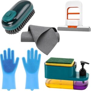 Sriols CleanMaster Home Cleaning Combo – 5 Piece Household Cleaning Tool Set | Cloth, Brush, Wiper & Scrubbing Accessories